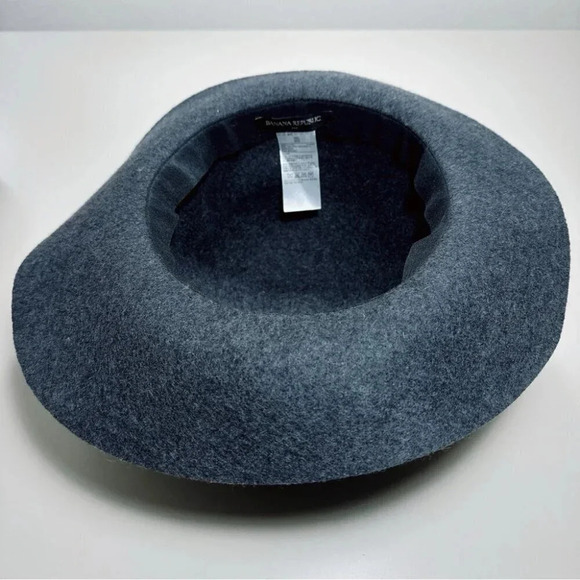 Banana Republic Womens Size M/L Wool Wide Brim Grey Fedora Hat - Picture 6 of 7